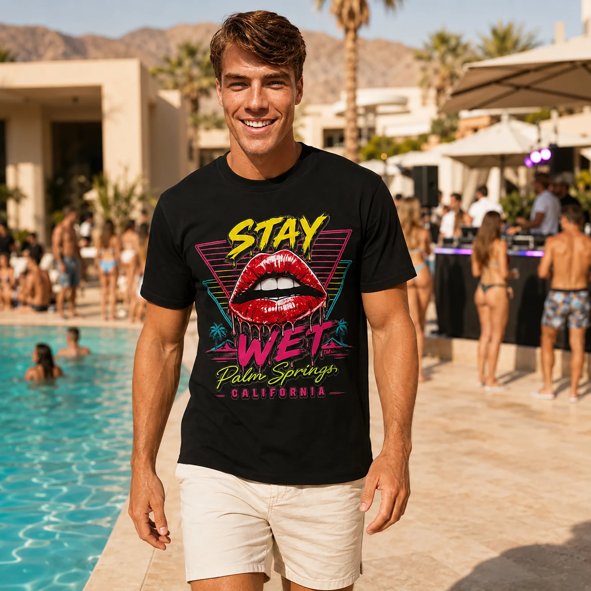 Stay Wet™ Hot Lips & Triangles – Graphic Tee - Image 3