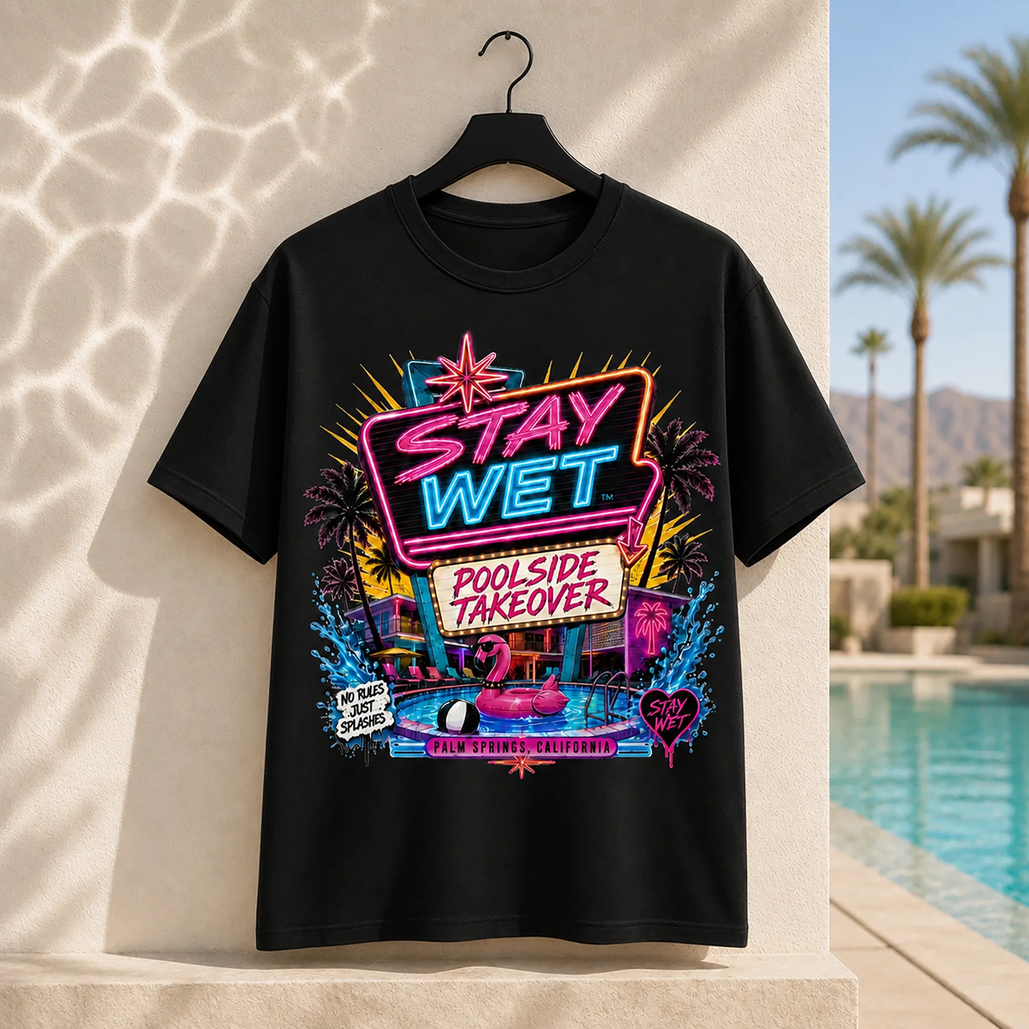 Stay Wet™ Poolside Takeover – Pink Flamingo – Graphic Tee