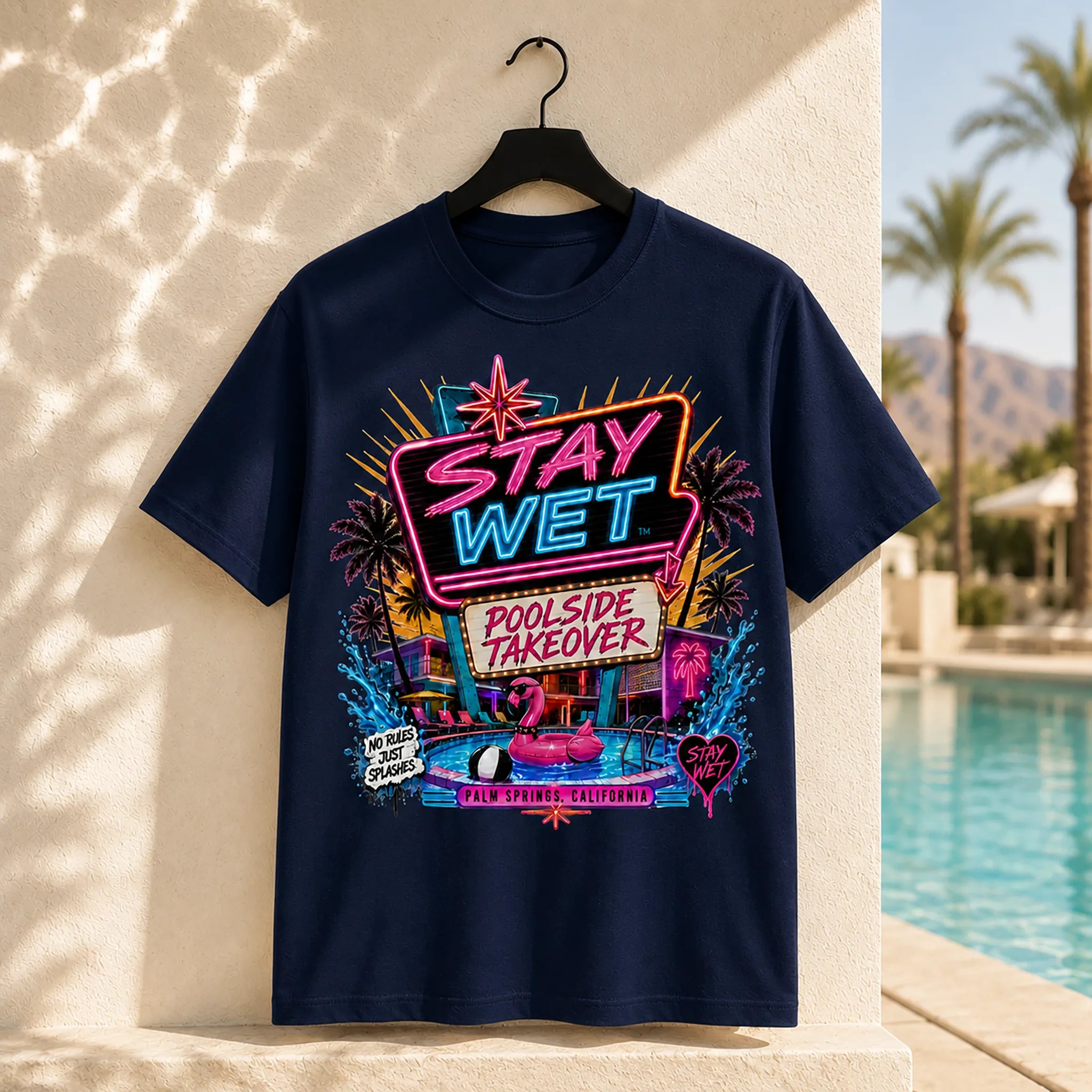 Stay Wet™ Poolside Takeover – Pink Flamingo – Graphic Tee - Image 4